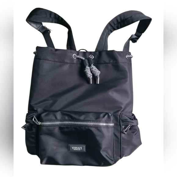 Versace Handbags - New Versace Black Nylon  Backpack